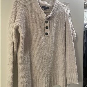 American Eagle Outfitters Cream Turtleneck Sweater with Button Accents